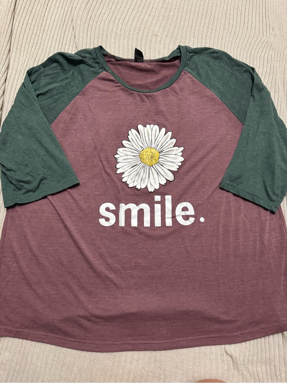 SHEIN Plum Tee with Green Trim